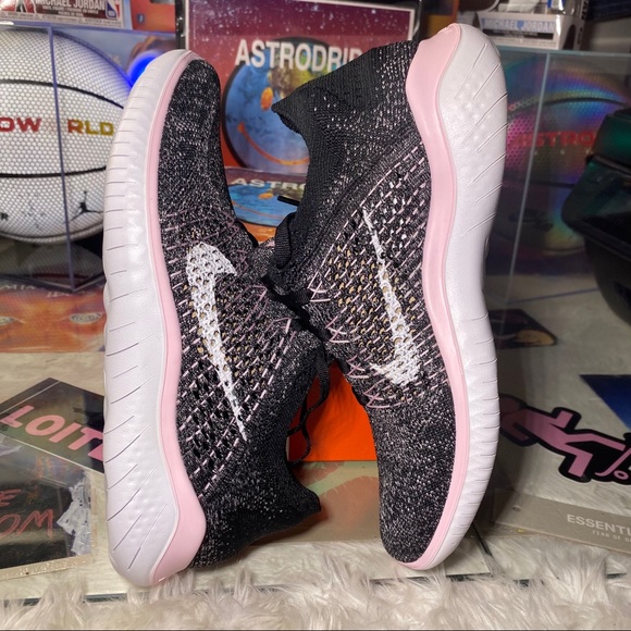 🆕 Nike Wmns Free RN Flyknit 2018 'Black Pink Foam - Picture 7 of 10